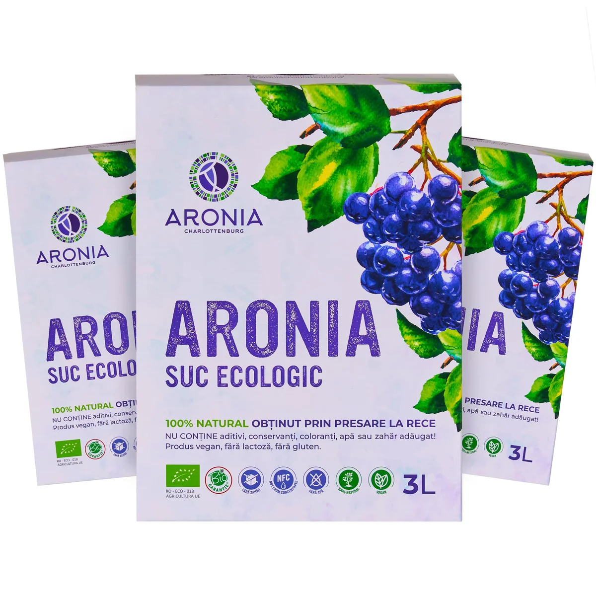 Pachet economic 3x3L suc aronia natural certificat ECO - preț cel mai bun